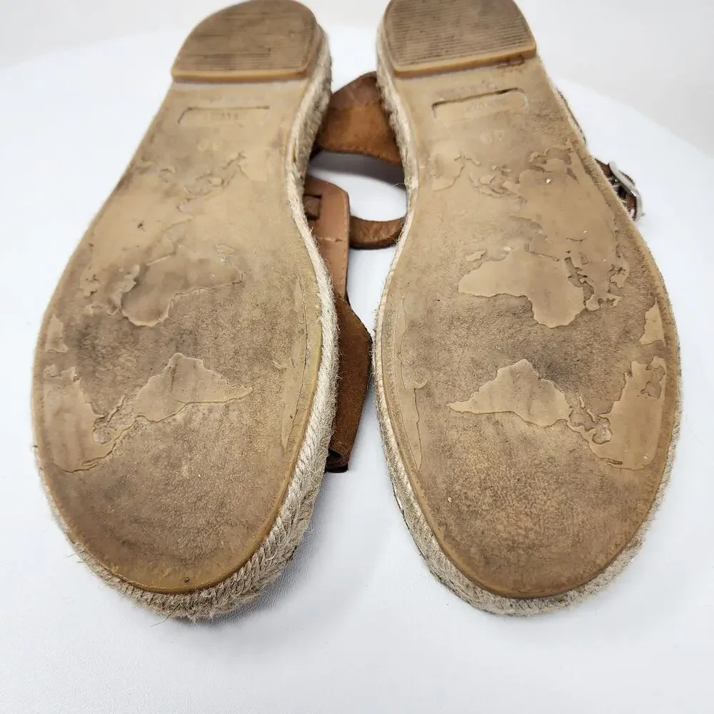 Anthro Maypol Kiltie Fringed Espadrille Sandals Women EU40/US9.5 Brown Suede